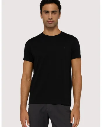 Tricou regular fit cu model uni, Negru