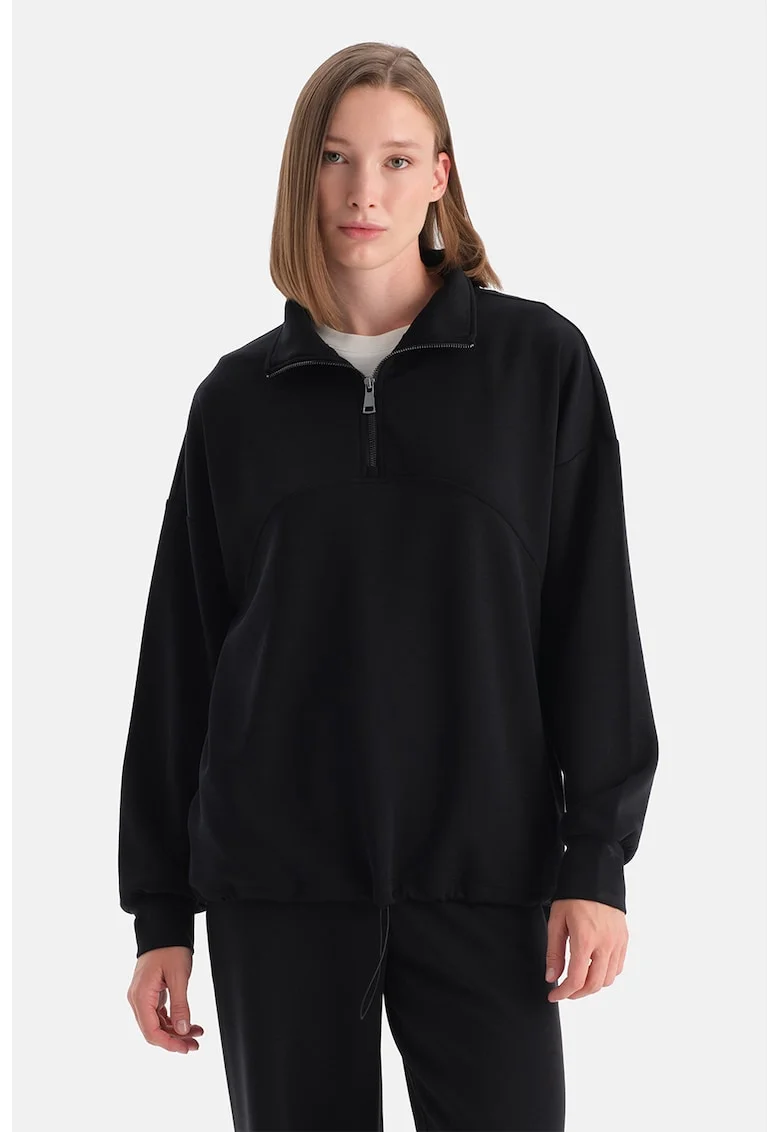 Bluza de trening cu maneci cazute, Negru