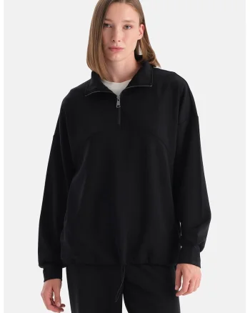 Bluza de trening cu maneci cazute, Negru