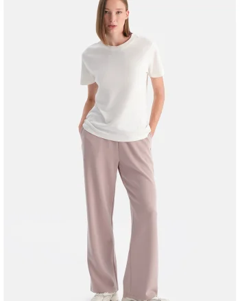 Pantaloni de trening relaxed fit cu nasturi, Roz prafuit