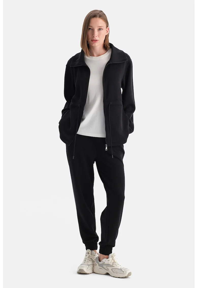 Pantaloni de trening relaxed fit cu talie medie, Negru