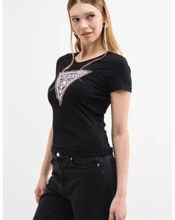 Tricou slim fit cu logo, Negru/Maro