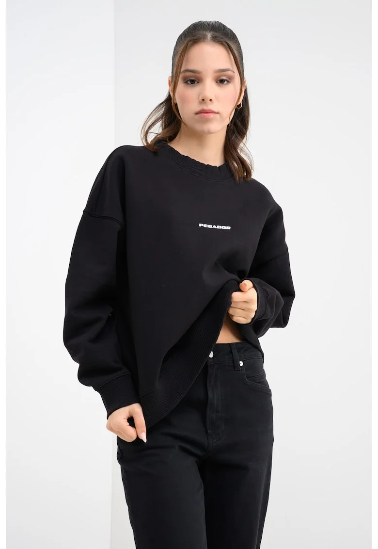 Bluza de trening supradimensionata cu maneci cazute, Negru