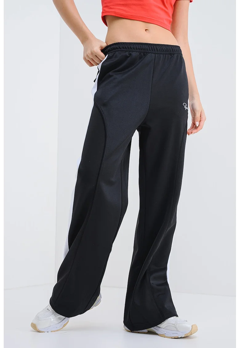 Pantaloni de trening regular-fit cu talie medie, Negru/Alb optic