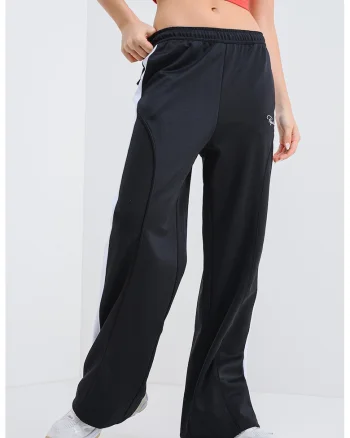 Pantaloni de trening regular-fit cu talie medie, Negru/Alb optic