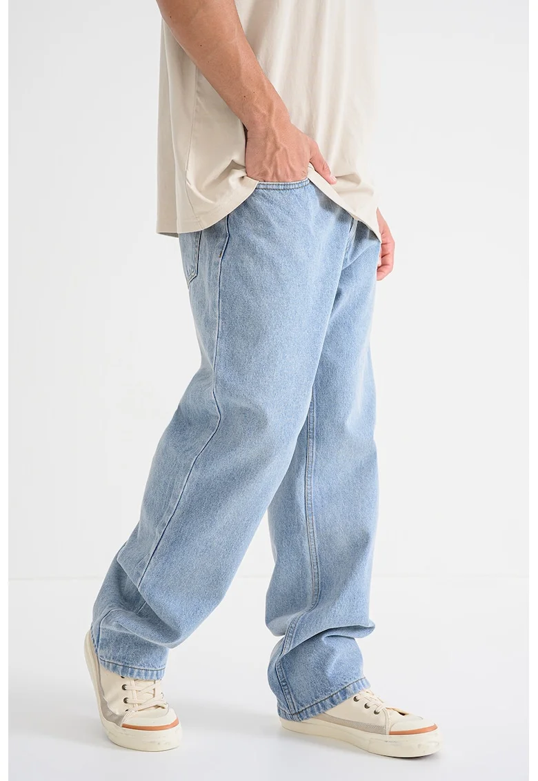 Blugi relaxed-fit din bumbac cu talie medie, Albastru deschis
