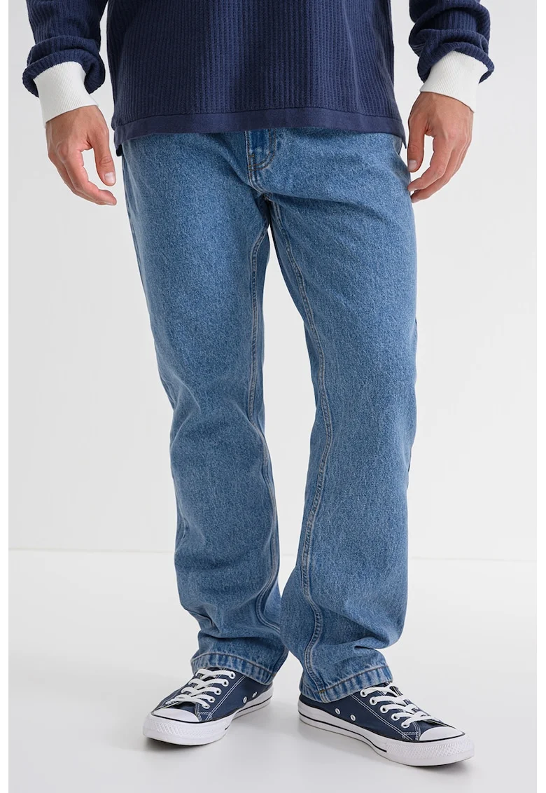 Blugi relaxed-fit cu talie medie, Albastru prafuit