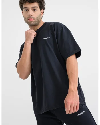 Tricou din bumbac cu imprimeu logo pe partea din spate, Gri deschis/Albastru inchis/Negru stins