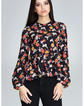 Bluză de damă Nidine M594 neagră, Multicolor
