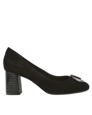 Pantofi eleganti, dama,  11804-561 negru, piele intoarsa, toc