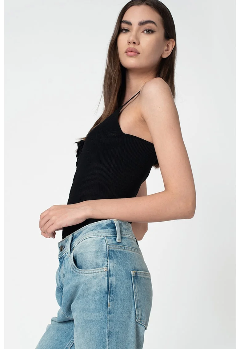 Top cu striatii si snururi Donna, Negru