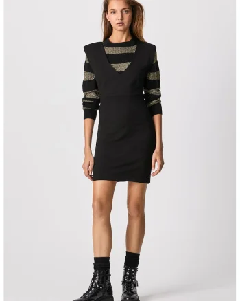 Rochie scurta cambrata cu decolteu in V, Negru