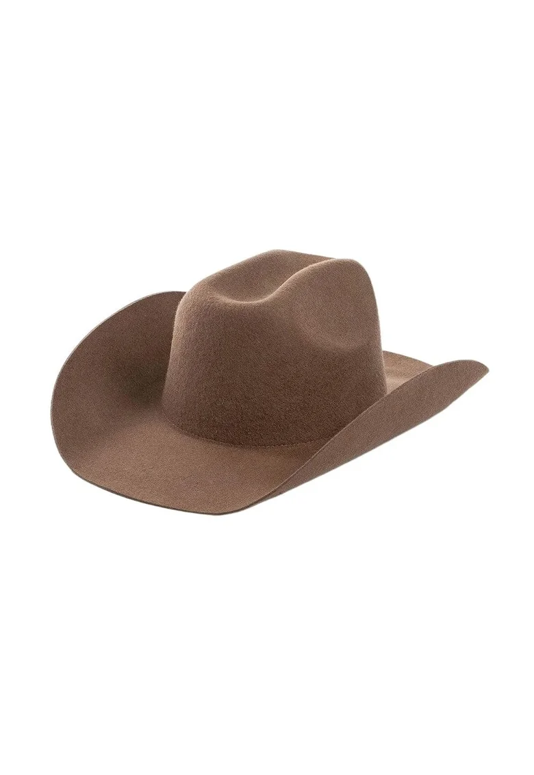 Palarie dama, maro, din lana, stil cowboy, Malfrid,