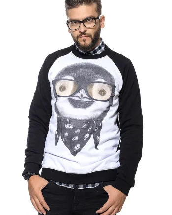 Bluza de trening de bumbac cu imprimeu, Negru/Galben pal/Alb optic