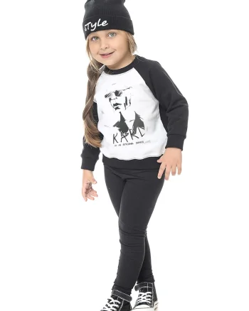 Bluza de trening de bumbac cu imprimeu, Negru/Verde pal/Alb optic
