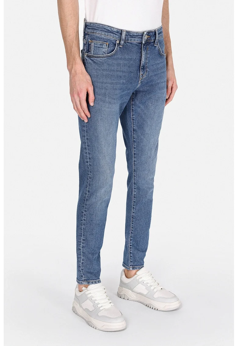 Blugi crop cu croiala slim-fit, Albastru deschis
