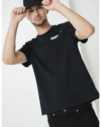 Tricou din bumbac cu imprimeu grafic pe partea din spate, Alb/Negru