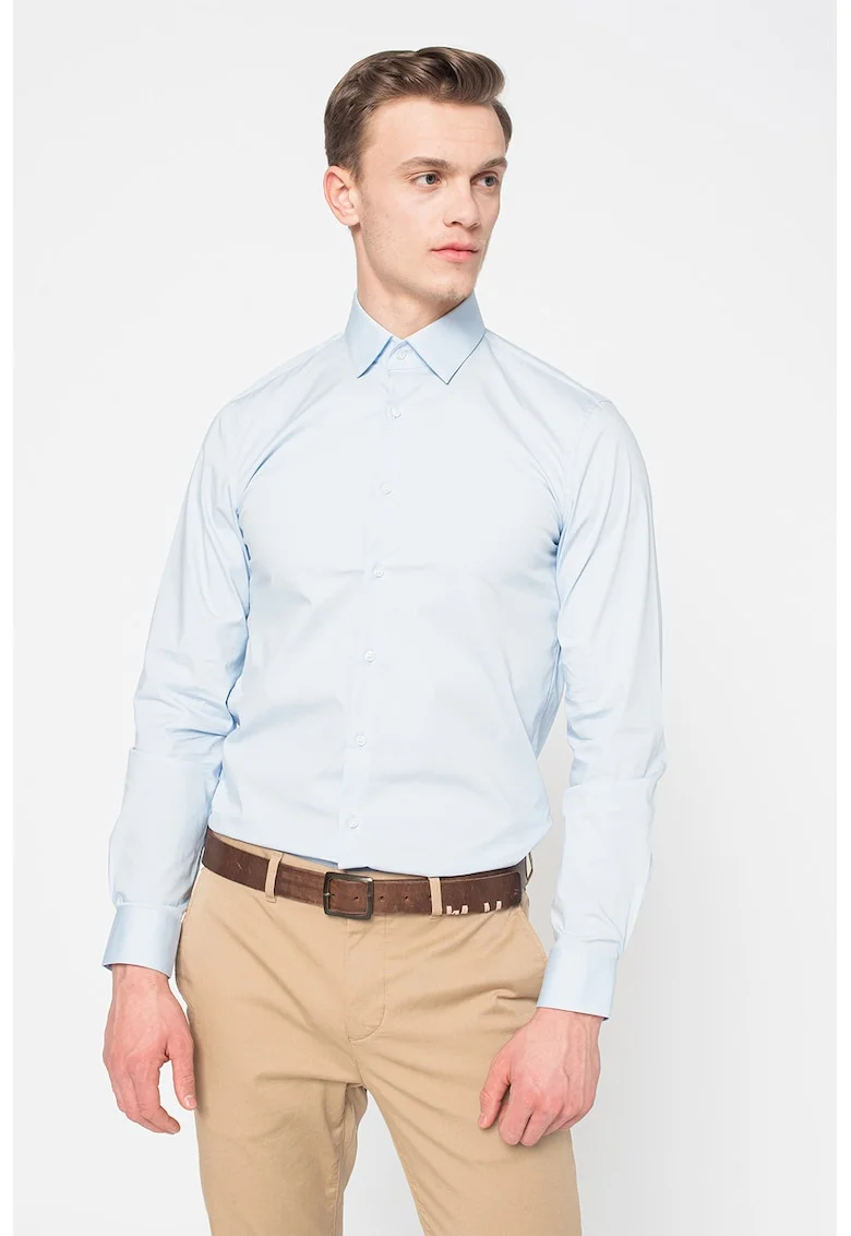 Camasa slim fit uni, Albastru azur