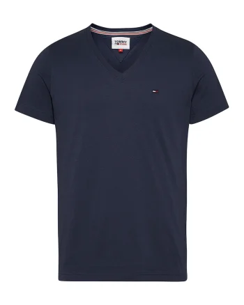 Tricou de bumbac organic cu decolteu in V, Albastru ultramarin