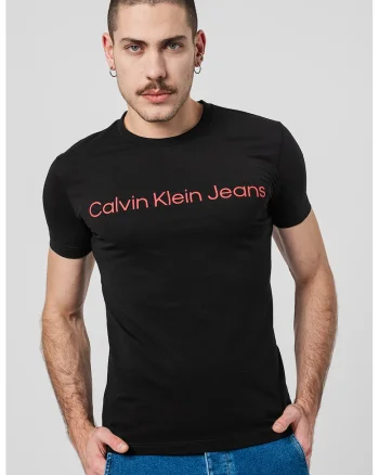 Tricou slim-fit cu imprimeu logo, Negru/Rosu vermillion