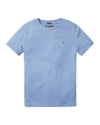 Tricou din bumbac organic cu decolteu la baza gatului, Albastru lavanda