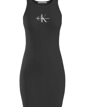 Rochie cu striatii in partea de sus si imprimeu logo, Negru