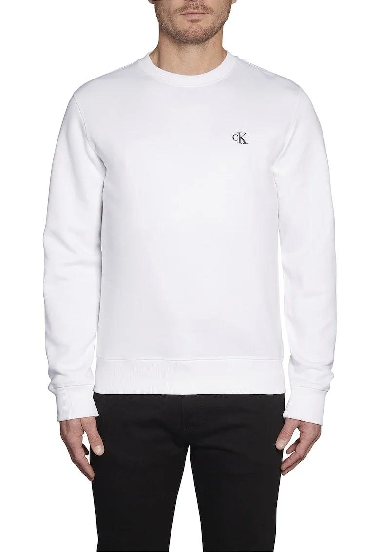 Bluza sport cu decolteu la baza gatului si logo brodat discret