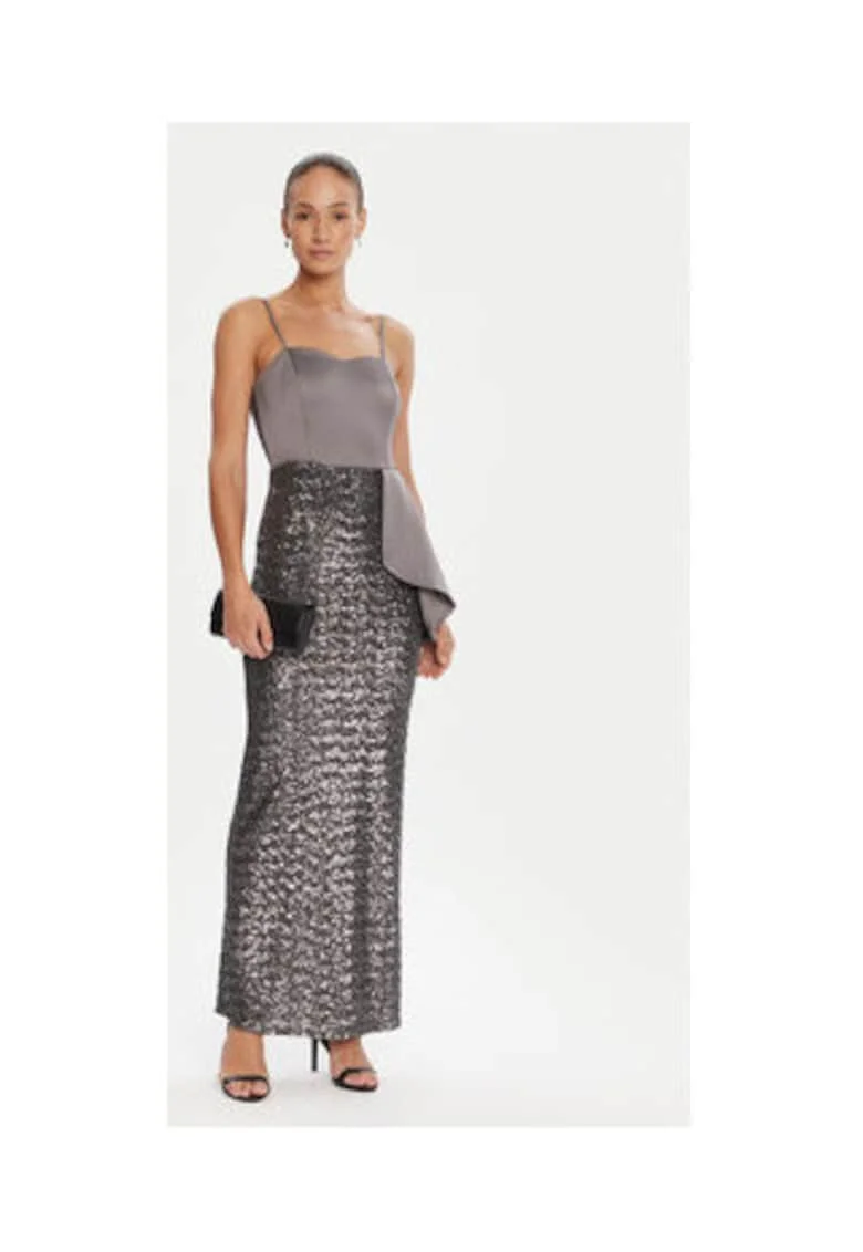 Rochie de seara,  gri, 95% poliester, 5% elastan