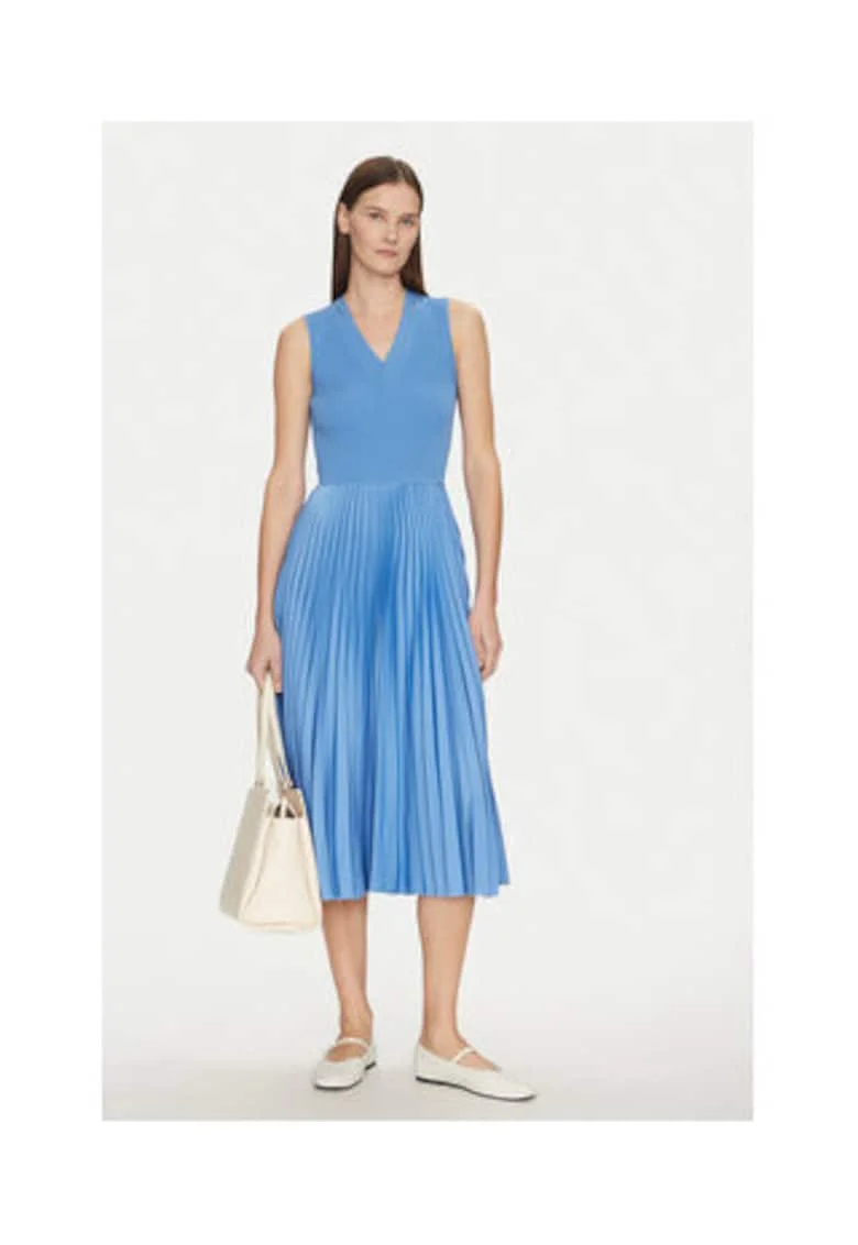 Rochie casual Dama,  Albastru, 76% viscoza, 24% poliamida,