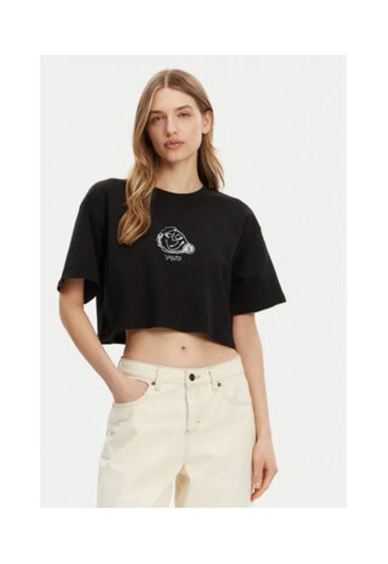 Tricou dama,  negru, 100% bumbac,