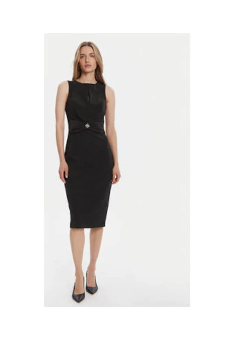 Rochie cocktail  neagra, 90% poliester, 10% elastan, Negru