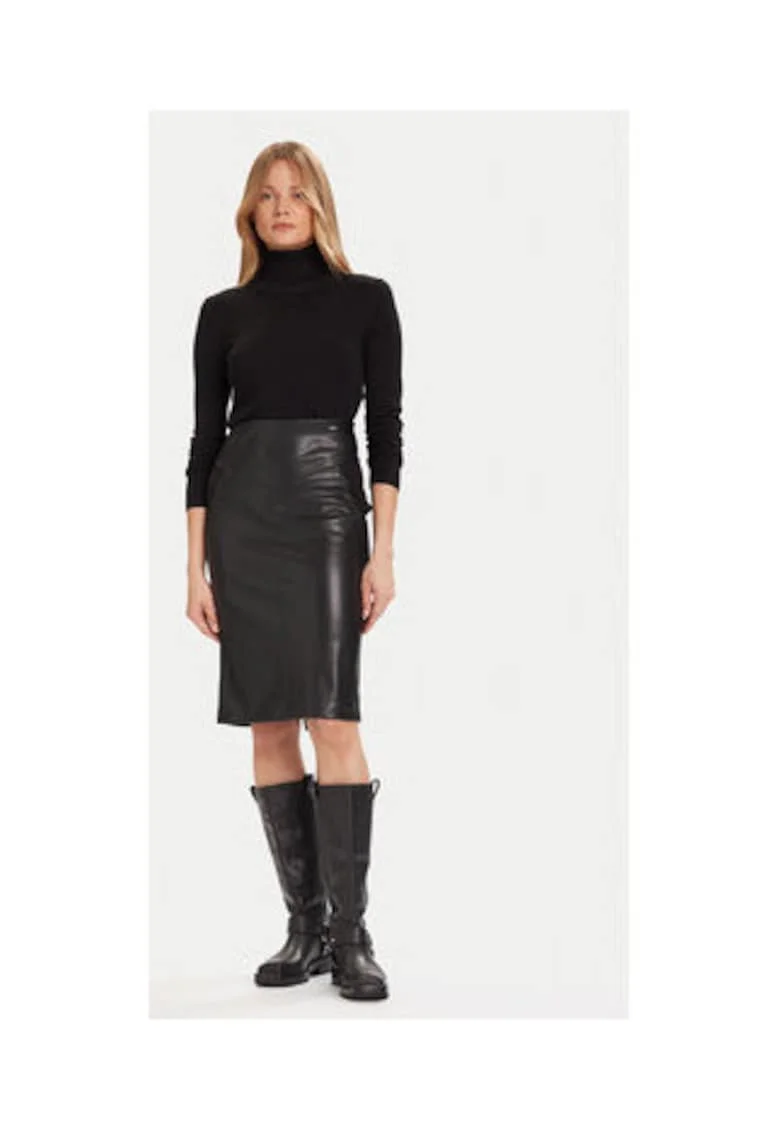 Fusta,  imitatie de piele, neagra, 100% imitatie de piele