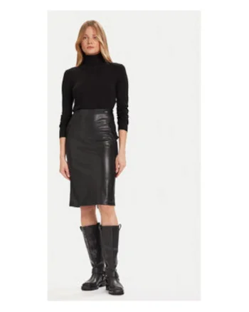 Fusta,  imitatie de piele, neagra, 100% imitatie de piele