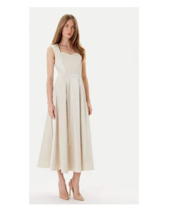 Rochie de cocktail,  bej, 65% bumbac, 32% poliamida, 3% elastan,
