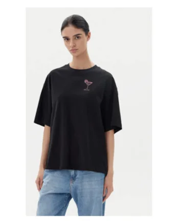 Tricou dama,  Bumbac, Negru, Negru