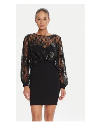 Rochie cocktail Dama,  negru, 95% poliester, 5% elastan