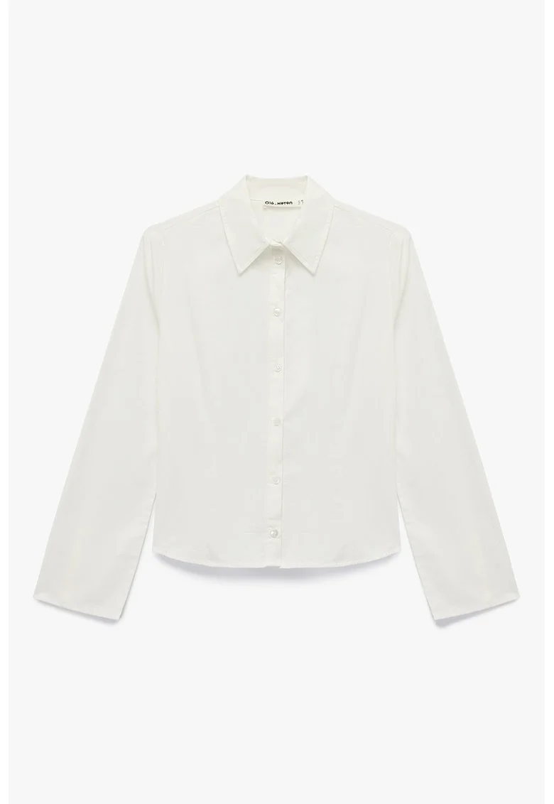Camasa slim-fit cu guler ascutit, Crem