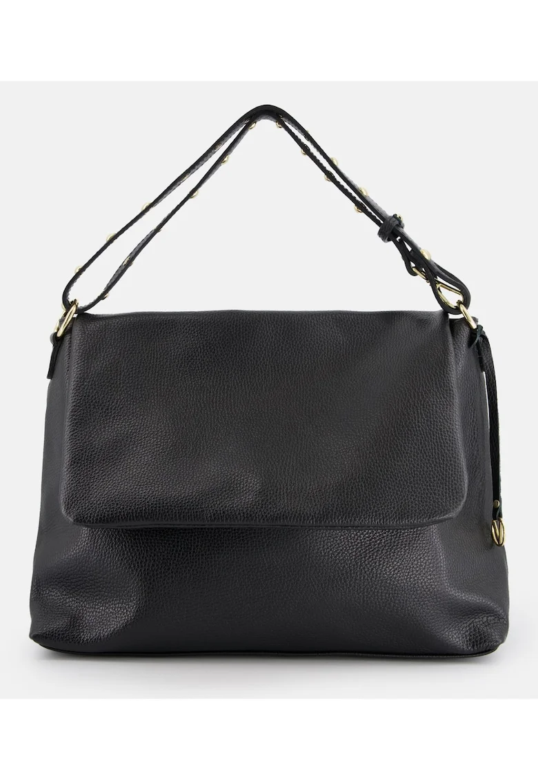 Geanta messenger pentru femei,  piele naturala, neagra, 36x27x13cm, lungime manere 48cm, curea max 98cm