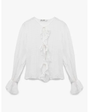 Bluza cu inchidere cu snururi, Alb