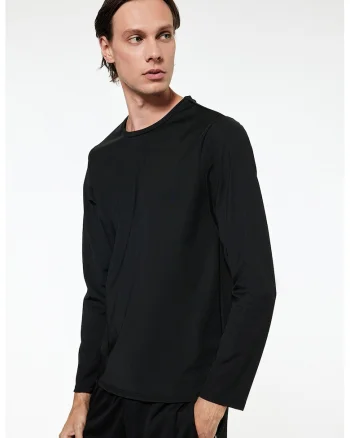 Bluza de trening cu decolteu la baza gatului si model uni, Negru