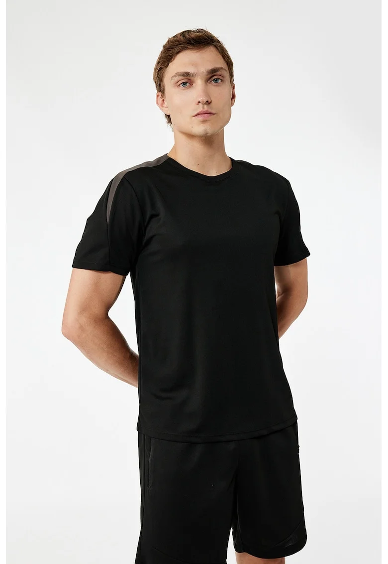 Tricou regular-fit cu model uni, Negru