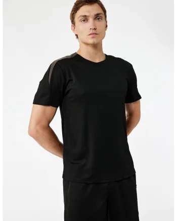 Tricou regular-fit cu model uni, Negru