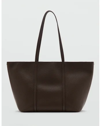 Geanta shopper de piele ecologica, Maro inchis