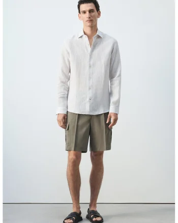 Pantaloni scurti din amestec de modal, Verde stins