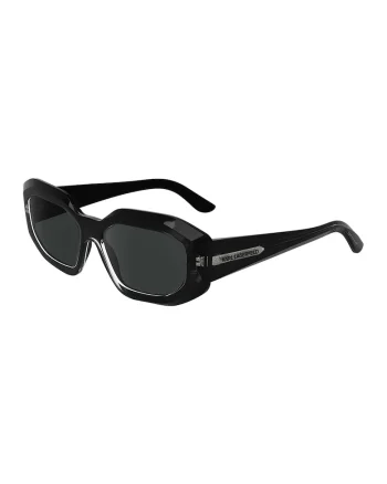 Ochelari de soare ovali cu lentile uni, Negru/Argintiu