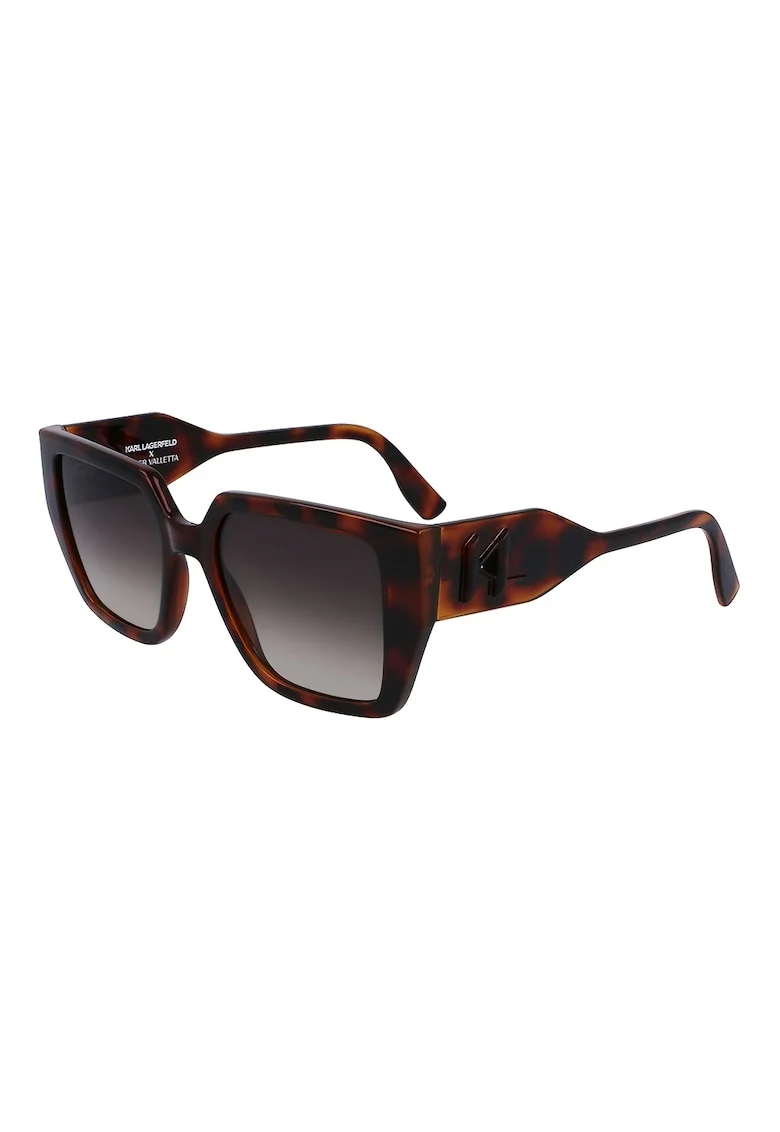 Ochelari de soare patrati cu lentile in degrade, Maro inchis/Maro cognac