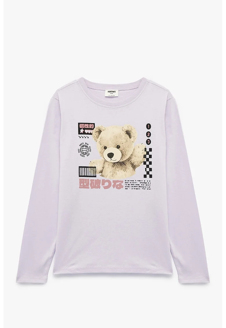 Bluza cu imprimeu foto, Negru/Maro/Lila