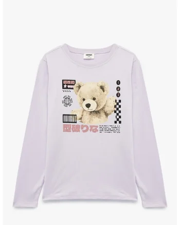 Bluza cu imprimeu foto, Negru/Maro/Lila