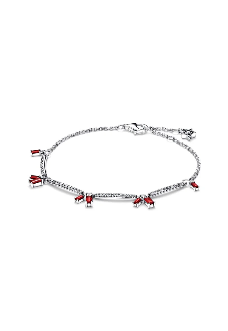 Bratara  ajustabila tip Firecraker Argint 925 Zirconiu si Cristal Rosu