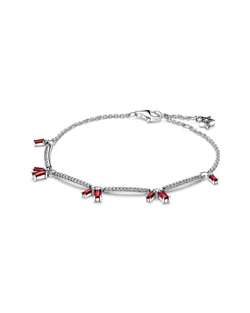 Bratara  ajustabila tip Firecraker Argint 925 Zirconiu si Cristal Rosu